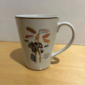 Vintage Sakura Cup Mug 10 oz. Stoneware Glamour Girls Shopping Colorful Fun
